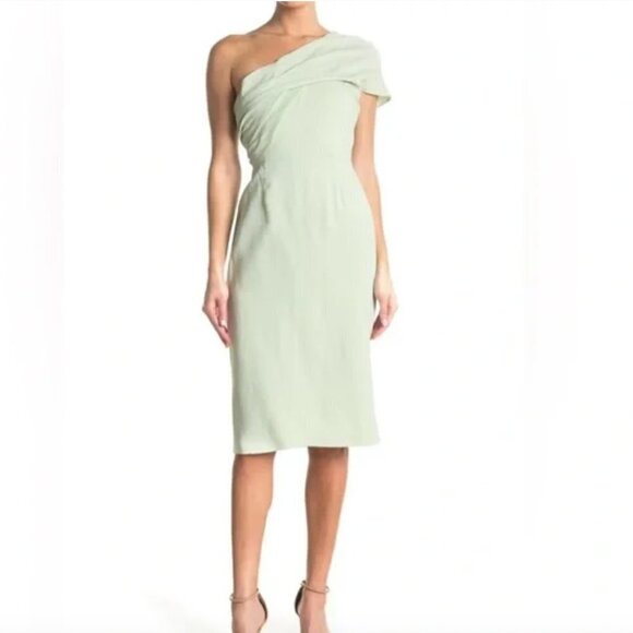 REISS RIANA PASTEL MINT ONE SHOULDER FORMAL COCKTAIL SHEATH DRESS - 0 - Picture 1 of 13